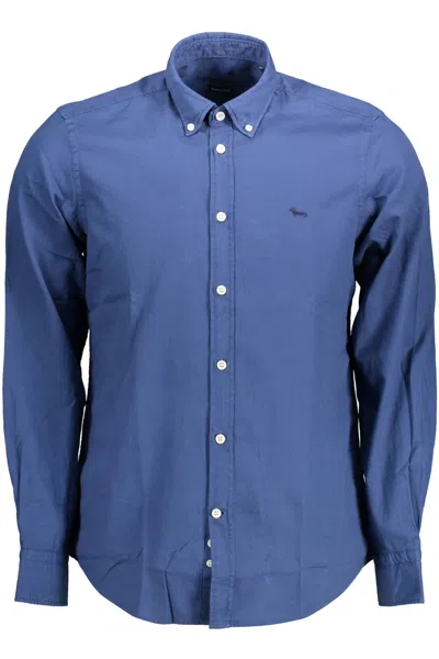 Shop Harmont & Blaine Blue Cotton Shirt