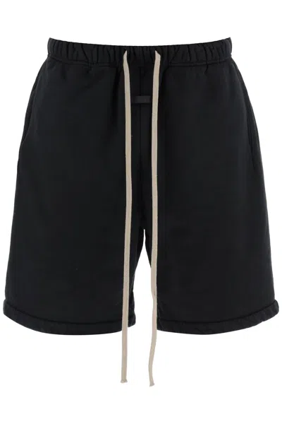 Shop Fear Of God Cotton Terry Sports Bermuda Shorts In Nero