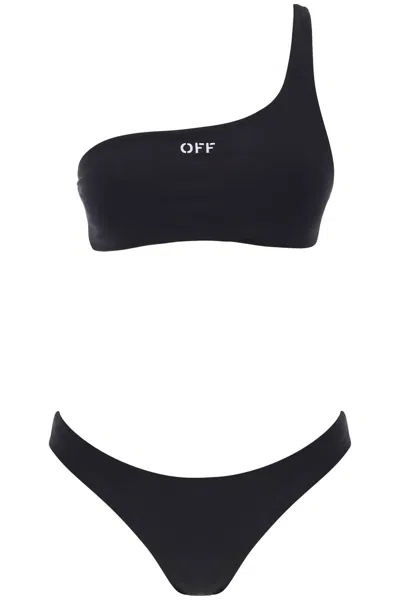 Shop Off-white Embroidered Logo Bikini Set With In Nero