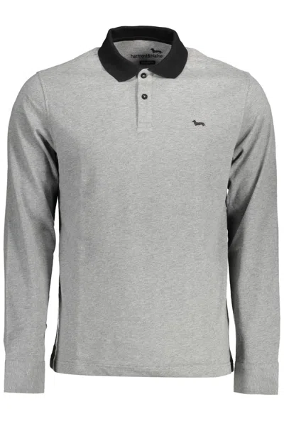 Shop Harmont & Blaine Gray Cotton Polo Shirt