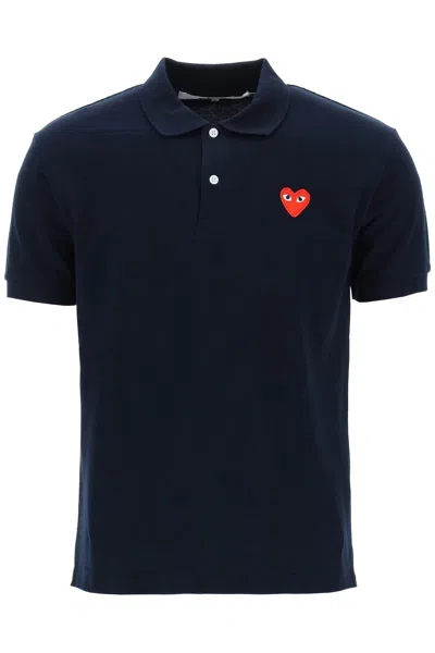Shop Comme Des Garçons Play Heart Polo Shirt In Blu
