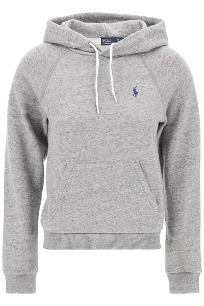 Shop Polo Ralph Lauren Hooded Sweatshirt With Embroidered Logo In Grigio