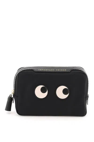 Shop Anya Hindmarch Important Things Eyes Nylon Pouch In Nero