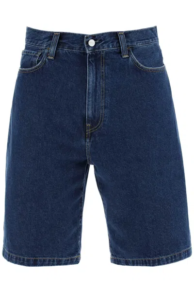 Shop Carhartt Landon Denim Shorts In Blu