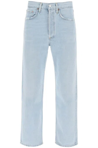 Shop Agolde Lana Crop Mid Rise Vintage Straight Jeans In Blu