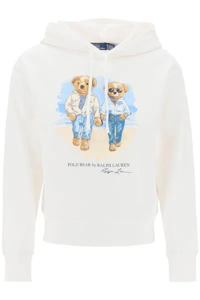 Shop Polo Ralph Lauren Polo Bear Hooded Sweatshirt In Bianco