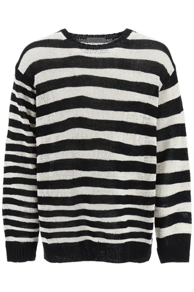Shop Yohji Yamamoto Striped Pure Cotton Sweater In Bianco