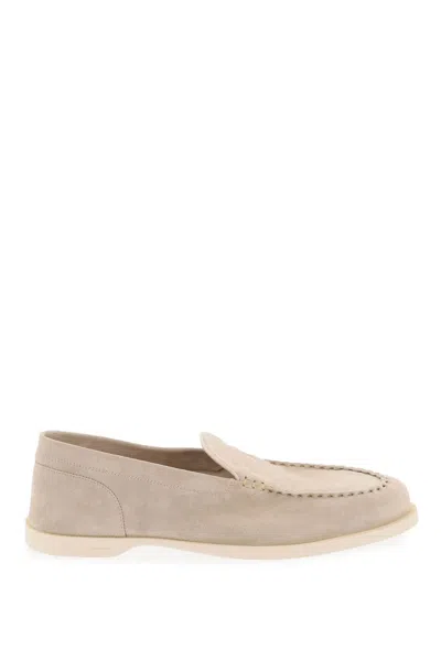 Shop John Lobb Suede Leather Pace Loafers For In Grigio