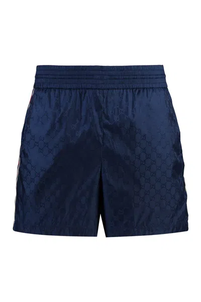 Shop Gucci Gg Nylon Swim Shorts In Blue