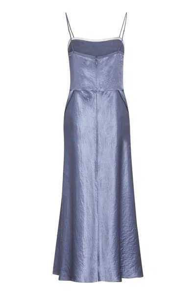 Shop Vince Satin Dress In Grey