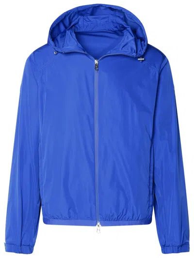 Shop Moncler 'clapier' Blue Polyester Jacket