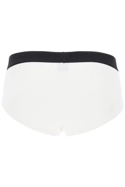 Shop Tom Ford Logo Band Slip Underwear With Elastic In White