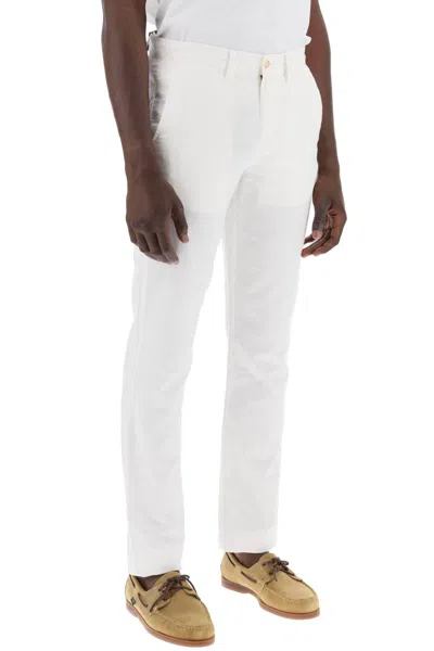 Shop Polo Ralph Lauren Lightweight Linen And Cotton Trousers In White