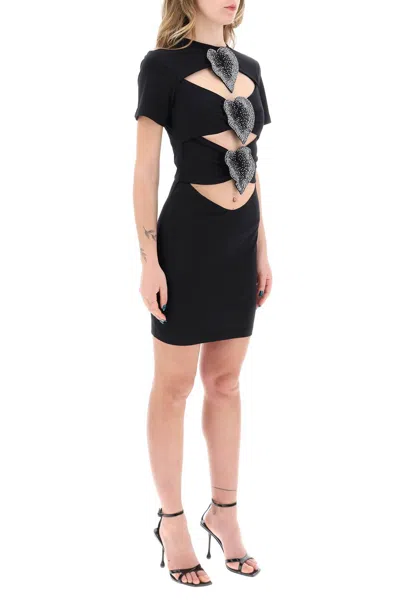 Shop Giuseppe Di Morabito Mini Cut Out Dress With Applied Anthur In Black