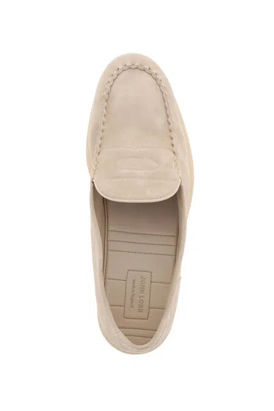 Shop John Lobb Suede Leather Pace Loafers For In Grey
