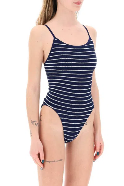 Shop Hunza G . Pamela One Piece Swimsuit In 蓝色的