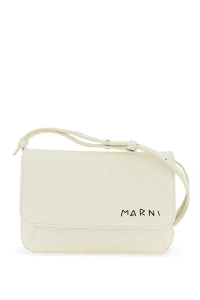 Shop Marni Flap Trunk Shoulder Bag With In 白色的