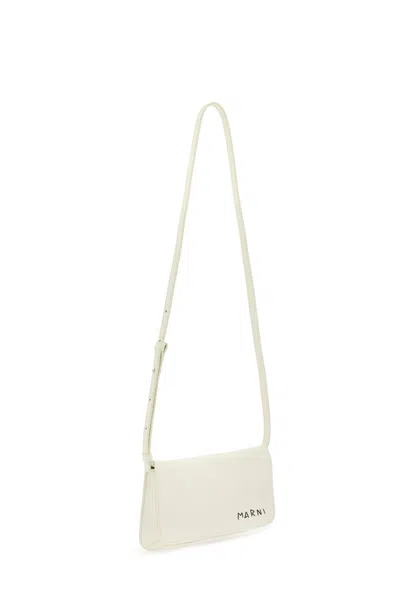 Shop Marni Flap Trunk Shoulder Bag With In 白色的