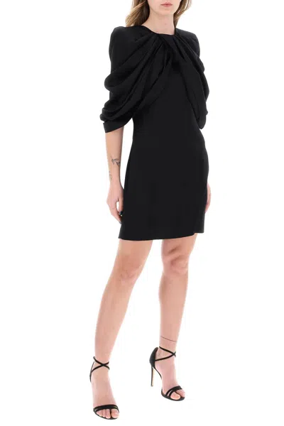 Shop Stella Mccartney Stella Mc Cartney Mini Dress With Petal Sleeves In Black