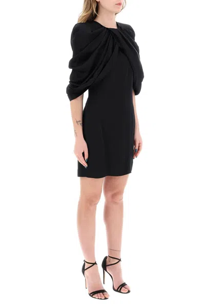 Shop Stella Mccartney Stella Mc Cartney Mini Dress With Petal Sleeves In Black