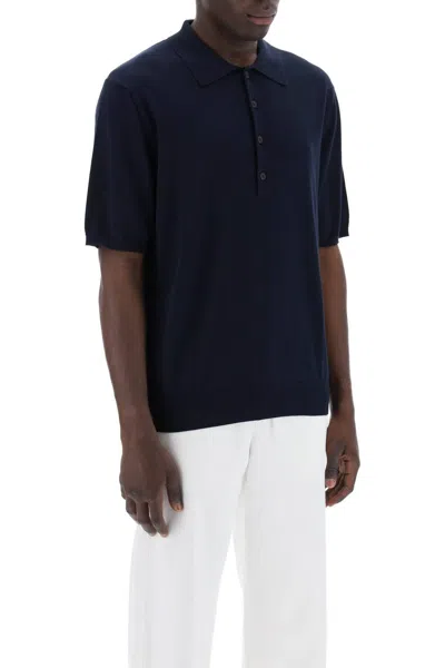 Shop Closed Soft Fine Knit Polo Shirt In Blue