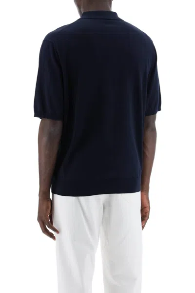 Shop Closed Soft Fine Knit Polo Shirt In Blue