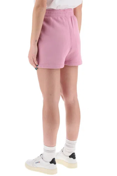 Shop Maison Kitsuné Maison Kitsune "baby Fox Sports Shorts With Patch Design In Pink