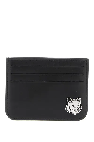 Shop Maison Kitsuné Maison Kitsune Fox Head Card Holder In 黑色的