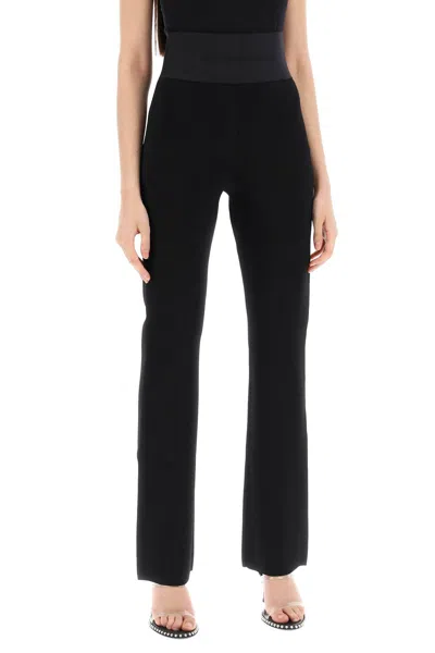 Shop Alexander Wang Flared Pants With Branded Stripe In 黑色的