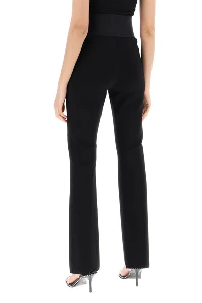 Shop Alexander Wang Flared Pants With Branded Stripe In 黑色的