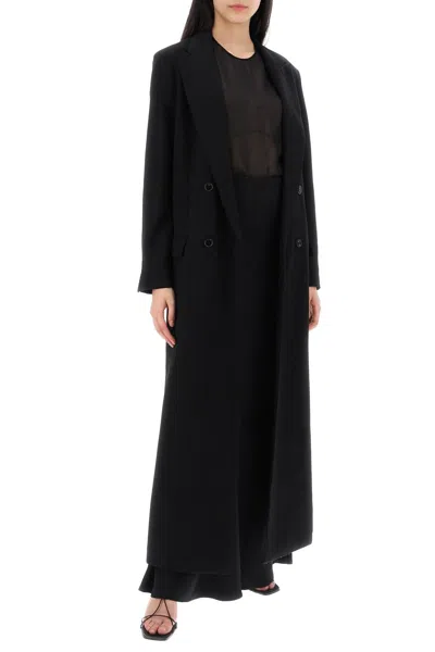 Shop Ami Alexandre Matiussi Maxi Skirt With Diagonal Cut Hem In Black