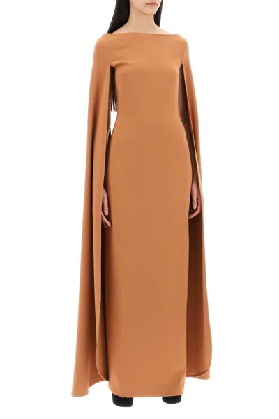 Shop Solace London Maxi Dress Sadie With Cape Sleeves In 棕色的