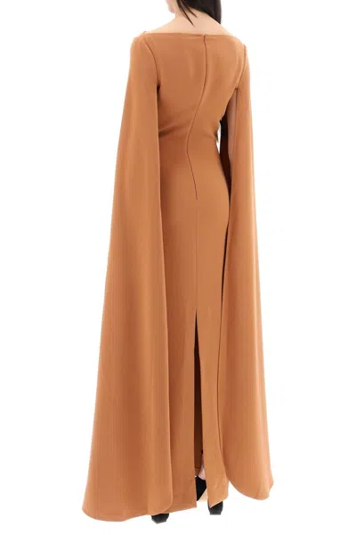 Shop Solace London Maxi Dress Sadie With Cape Sleeves In 棕色的