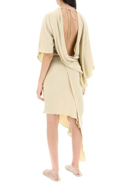Shop Christopher Esber Cusco Silk Draped Midi Dress In 中性