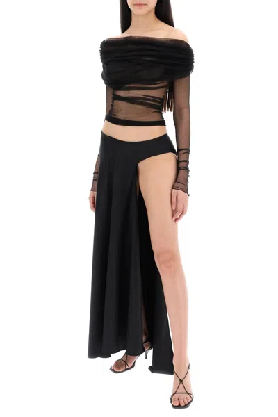 Shop Christopher Esber Asymmetric Wool Talus Skirt In Black