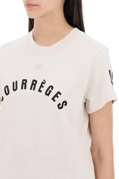 Shop Courrèges Courreges "ac Straight T Shirt With Print In Neutro