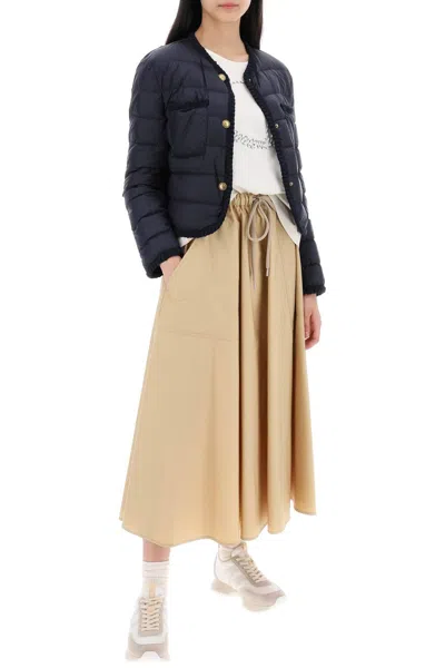 Shop Moncler Midi Poplin Skirt In In Beige