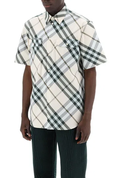 Shop Burberry Short Sleeved Checkered Shirt In Neutro