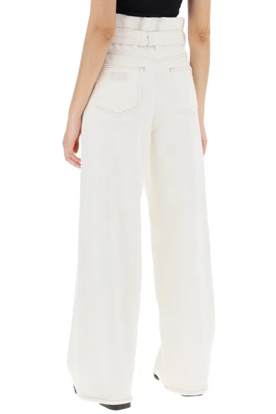 Shop Ganni Jeans Paper Bag With Belt And In White