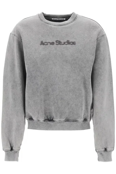 Shop Acne Studios "round Neck Sweatshirt With Blurred In Grey