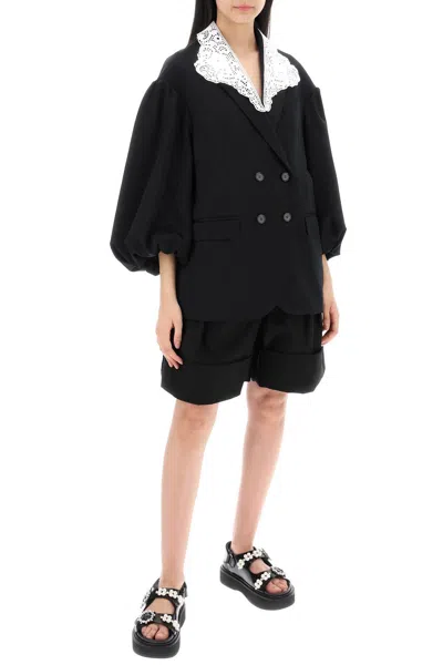 Shop Simone Rocha "oversized Blazer With Lace In Black