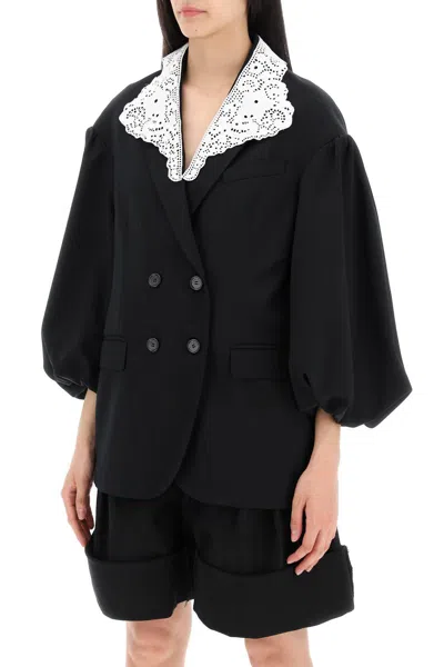 Shop Simone Rocha "oversized Blazer With Lace In Black