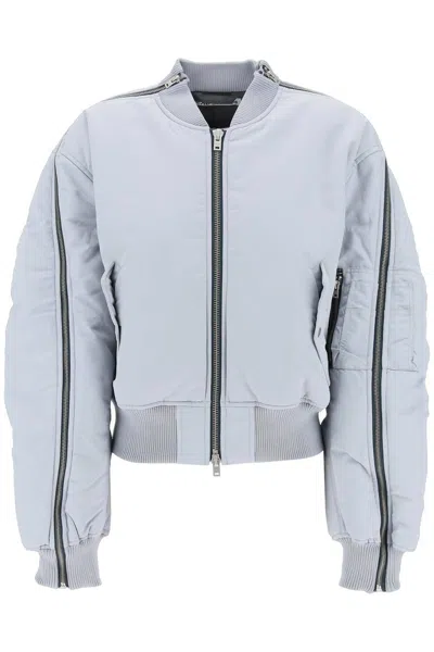 Shop Acne Studios Bomber Jacket With Zipper In Light Blue
