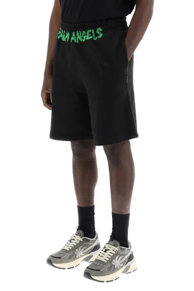 Shop Palm Angels Sporty Bermuda Shorts With Logo In Black