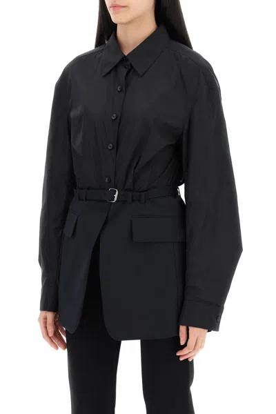Shop Alexander Wang Bimaterial Jacket With Belt In Black