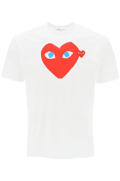 Shop Comme Des Garçons Play Comme Des Garcons Play T Shirt With Heart Print And Embroidery In White