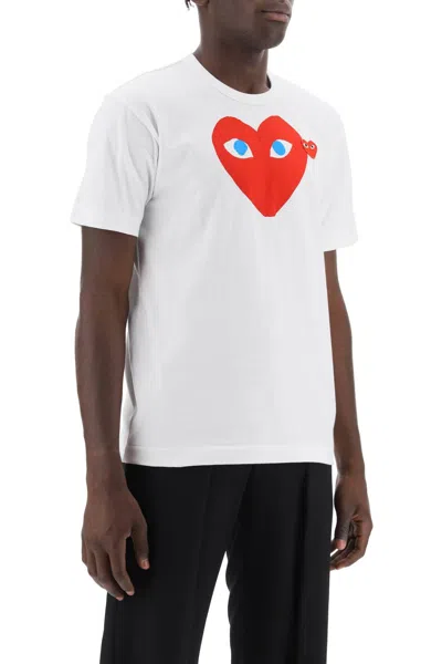 Shop Comme Des Garçons Play Comme Des Garcons Play T Shirt With Heart Print And Embroidery In White