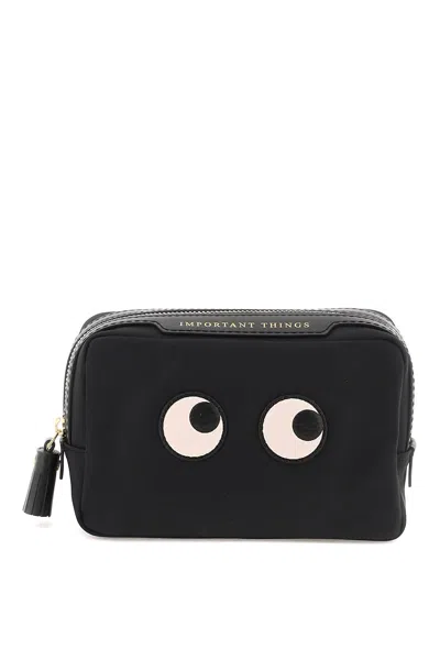 Shop Anya Hindmarch Important Things Eyes Nylon Pouch In 黑色的