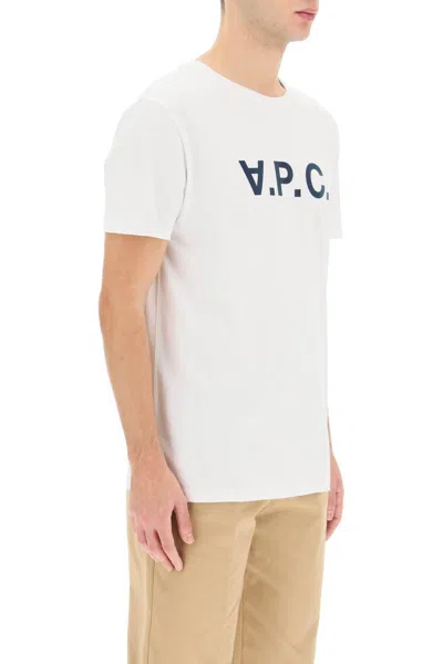 Shop Apc A.p.c. Flocked Vpc Logo T Shirt In White