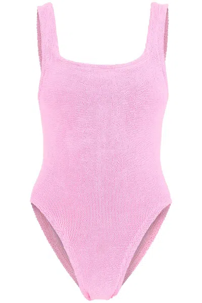 Shop Hunza G . Square Neck Swimsuit In 粉色的